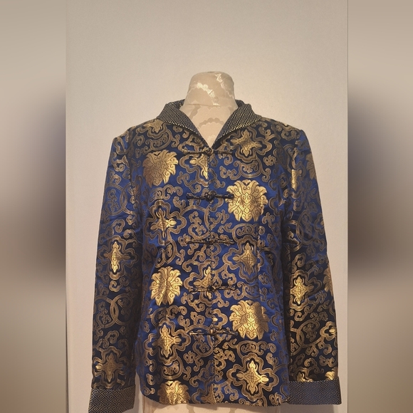 Elegant Blue and Gold Women's Jacket - Picture 7 of 11
